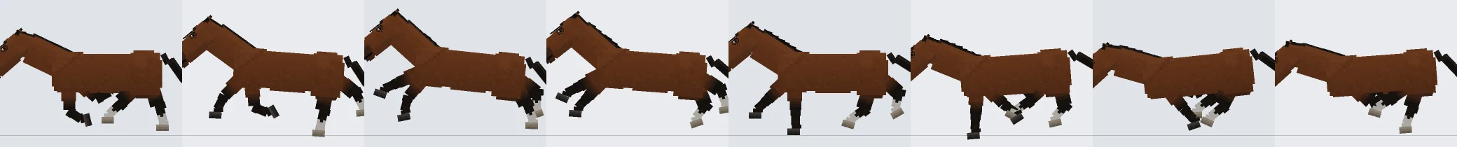 Eight frames of the gallop cycle from the horse animation preview
