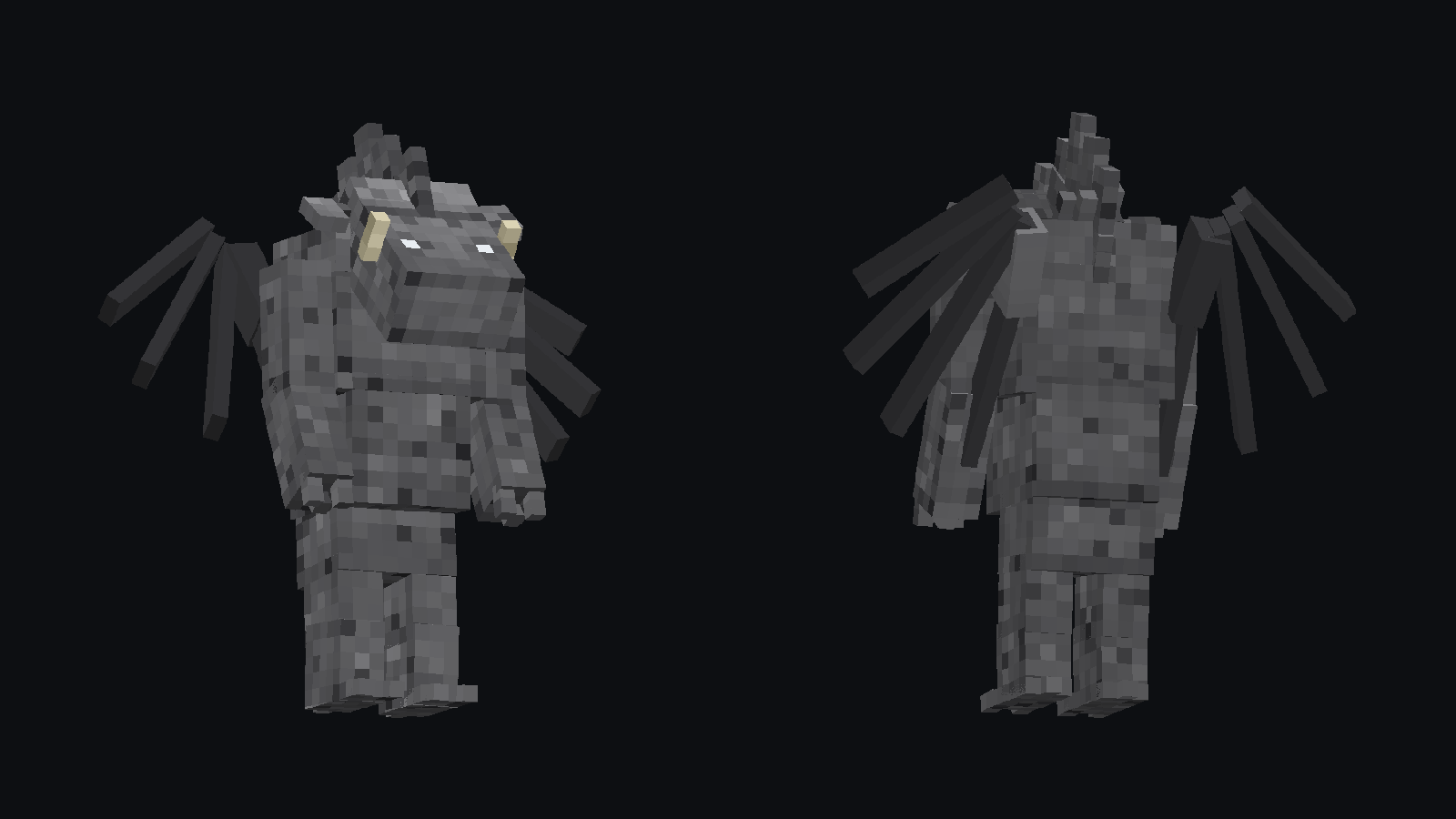 A hoggoyle with its wings folded and spread, rendered from the model that ships in the pack